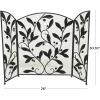 imageDeco 79 Metal Foldable Mesh Netting 3 Panel Fireplace Screen with Leaf and Vine Relief 45quot x 1quot x 30quot BrownBlack