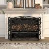 imageDeco 79 Metal Foldable Mesh Netting 3 Panel Fireplace Screen with Leaf and Vine Relief 45quot x 1quot x 30quot BrownBlack