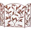 imageDeco 79 Metal Foldable Mesh Netting 3 Panel Fireplace Screen with Leaf and Vine Relief 45quot x 1quot x 30quot BrownBrown