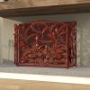 imageDeco 79 Metal Foldable Mesh Netting 3 Panel Fireplace Screen with Leaf and Vine Relief 45quot x 1quot x 30quot BrownBrown