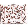 imageDeco 79 Metal Foldable Mesh Netting 3 Panel Fireplace Screen with Leaf and Vine Relief 45quot x 1quot x 30quot BrownBrown