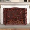 imageDeco 79 Metal Foldable Mesh Netting 3 Panel Fireplace Screen with Leaf and Vine Relief 45quot x 1quot x 30quot BrownBrown