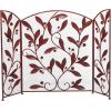 imageDeco 79 Metal Foldable Mesh Netting 3 Panel Fireplace Screen with Leaf and Vine Relief 45quot x 1quot x 30quot BrownBrown