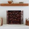 imageDeco 79 Metal Foldable Mesh Netting 3 Panel Fireplace Screen with Leaf and Vine Relief 45quot x 1quot x 30quot BrownBrown