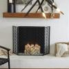 imageDeco 79 Metal Geometric Living Room Fireplace Screen Zig Zag Foldable Chevron 3 Panel Fire Spark Guard with Mesh Netting Screen 52quot x 1quot x 31quot BlackBlack