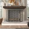 imageDeco 79 Metal Geometric Living Room Fireplace Screen Zig Zag Foldable Chevron 3 Panel Fire Spark Guard with Mesh Netting Screen 52quot x 1quot x 31quot BlackBlack