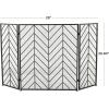 imageDeco 79 Metal Geometric Living Room Fireplace Screen Zig Zag Foldable Chevron 3 Panel Fire Spark Guard with Mesh Netting Screen 52quot x 1quot x 31quot BlackBlack