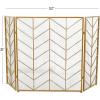 imageDeco 79 Metal Geometric Living Room Fireplace Screen Zig Zag Foldable Chevron 3 Panel Fire Spark Guard with Mesh Netting Screen 52quot x 1quot x 31quot BlackGold