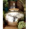 imageDeco 79 Metal Living Room Decorative Jars Hammered Decorative Container with Wood Lid Jar with Lid 11quot x 11quot x 12quot Silver11 x 11 x 12