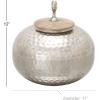 imageDeco 79 Metal Living Room Decorative Jars Hammered Decorative Container with Wood Lid Jar with Lid 11quot x 11quot x 12quot Silver11 x 11 x 12
