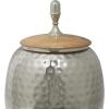 imageDeco 79 Metal Living Room Decorative Jars Hammered Decorative Container with Wood Lid Jar with Lid 11quot x 11quot x 12quot Silver7 x 7 x 16