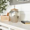 imageDeco 79 Metal Living Room Decorative Jars Hammered Decorative Container with Wood Lid Jar with Lid 11quot x 11quot x 12quot Silver8 x 8 x 12