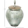 imageDeco 79 Metal Living Room Decorative Jars Hammered Decorative Container with Wood Lid Jar with Lid 11quot x 11quot x 12quot Silver8 x 8 x 12