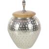 imageDeco 79 Metal Living Room Decorative Jars Hammered Decorative Container with Wood Lid Jar with Lid 11quot x 11quot x 12quot Silver8 x 8 x 12