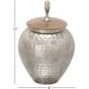 imageDeco 79 Metal Living Room Decorative Jars Hammered Decorative Container with Wood Lid Jar with Lid 11quot x 11quot x 12quot Silver8 x 8 x 12