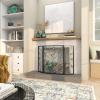 imageDeco 79 Metal Peacock Fireplace Screen Rainbow 3 Panel with Crystal Accents and Black Frame 48quot x 1quot x 32quot Blue