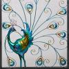 imageDeco 79 Metal Peacock Fireplace Screen Rainbow 3 Panel with Crystal Accents and Black Frame 48quot x 1quot x 32quot Blue