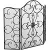 imageDeco 79 Metal Scroll Foldable Mesh Netting 3 Panel Fireplace Screen 60quot x 24quot x 40quot GrayBlack