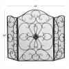imageDeco 79 Metal Scroll Foldable Mesh Netting 3 Panel Fireplace Screen 60quot x 24quot x 40quot GrayBlack