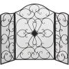 imageDeco 79 Metal Scroll Foldable Mesh Netting 3 Panel Fireplace Screen 60quot x 24quot x 40quot GrayBlack