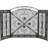 imageDeco 79 Metal Scroll Foldable Mesh Netting 3 Panel Fireplace Screen 60quot x 24quot x 40quot GrayBlack