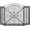imageDeco 79 Metal Scroll Foldable Mesh Netting 3 Panel Fireplace Screen 60quot x 24quot x 40quot GrayBlack