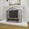 imageDeco 79 Metal Scroll Foldable Mesh Netting 3 Panel Fireplace Screen 60quot x 24quot x 40quot GrayBlack