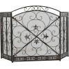 imageDeco 79 Metal Scroll Foldable Mesh Netting 3 Panel Fireplace Screen 60quot x 24quot x 40quot GrayBlack