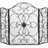 imageDeco 79 Metal Scroll Foldable Mesh Netting 3 Panel Fireplace Screen 60quot x 24quot x 40quot GrayBlack