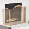 imageDeco 79 Metal Scroll Foldable Mesh Netting 3 Panel Fireplace Screen 60quot x 24quot x 40quot GrayGold