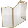 imageDeco 79 Metal Scroll Foldable Mesh Netting 3 Panel Fireplace Screen 60quot x 24quot x 40quot GrayGold