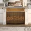 imageDeco 79 Metal Suspended Grid Style Netting Single Panel Fireplace Screen with Bolted Detailing 38quot x 9quot x 36quot Copper