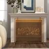 imageDeco 79 Metal Suspended Grid Style Netting Single Panel Fireplace Screen with Bolted Detailing 38quot x 9quot x 36quot Copper
