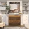 imageDeco 79 Metal Suspended Grid Style Netting Single Panel Fireplace Screen with Bolted Detailing 38quot x 9quot x 36quot Copper