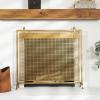 imageDeco 79 Metal Suspended Grid Style Netting Single Panel Fireplace Screen with Bolted Detailing 38quot x 9quot x 36quot Copper