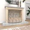 imageDeco 79 Metal Tree Single Panel Fireplace Screen with Mesh Netting 39quot x 7quot x 33quot BrassBrass