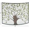 imageDeco 79 Metal Tree Single Panel Fireplace Screen with Mesh Netting 39quot x 7quot x 33quot BrassBronze
