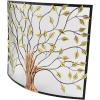 imageDeco 79 Metal Tree Single Panel Fireplace Screen with Mesh Netting 39quot x 7quot x 33quot BrassBronze