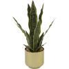 imageDeco 79 The Novogratz Faux Foliage Fern Artificial Plant with Realistic Leaves and Patterned Round Pot 13quot x 12quot x 11quot GreenGreen