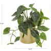 imageDeco 79 The Novogratz Faux Foliage Pothos Artificial Plant with Realistic Leaves and Gold Porcelain Pot 14quot x 14quot x 12quot GreenGreen