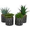 imageThe Novogratz Faux Foliage Succulent Artificial Plant Small with Realistic Leaves and Leaf Patterned Pot Set of 4 4quot 7quot 6quot H Green4 PIECES SMALL SIZE