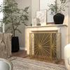 imageThe Novogratz Metal Starburst Foldable 3 Panel Fireplace Screen with Bead Inspired Rays 48quot x 1quot x 30quot Gold