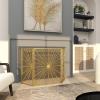 imageThe Novogratz Metal Starburst Foldable 3 Panel Fireplace Screen with Bead Inspired Rays 48quot x 1quot x 30quot Gold