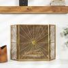 imageThe Novogratz Metal Starburst Foldable 3 Panel Fireplace Screen with Bead Inspired Rays 48quot x 1quot x 30quot Gold