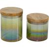 imageThe Novogratz Wood Living Room Decorative Jars Ombre Decorative Container with Wood Lid Set of 2 Jar with Lid 7quot 5quotH Multi Colored