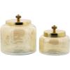 imageCosmoLiving by Cosmopolitan Glass Decorative Jars with Metal Lids Set of 2 4quot 5quotH Gold