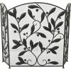 imageDeco 79 Metal Foldable Mesh Netting 3 Panel Fireplace Screen with Leaf and Vine Relief 45quot x 1quot x 30quot BrownBlack