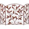 imageDeco 79 Metal Foldable Mesh Netting 3 Panel Fireplace Screen with Leaf and Vine Relief 45quot x 1quot x 30quot BrownBrown