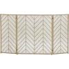 imageDeco 79 Metal Geometric Living Room Fireplace Screen Zig Zag Foldable Chevron 3 Panel Fire Spark Guard with Mesh Netting Screen 52quot x 1quot x 31quot BlackGold