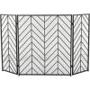 imageDeco 79 Metal Geometric Living Room Fireplace Screen Zig Zag Foldable Chevron 3 Panel Fire Spark Guard with Mesh Netting Screen 52quot x 1quot x 31quot BlackBlack